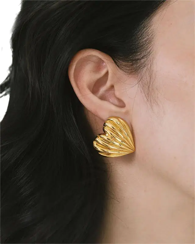 Libi 18K-Gold-Plated or Silvertone Heart Stud Earrings