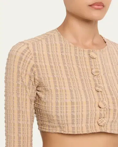 Lisa Marie Fernandez Seersucker Cropped Cardigan | Thumbnail 7 Lisa Marie Fernandez Seersucker Cropped Cardigan | Thumbnail 7