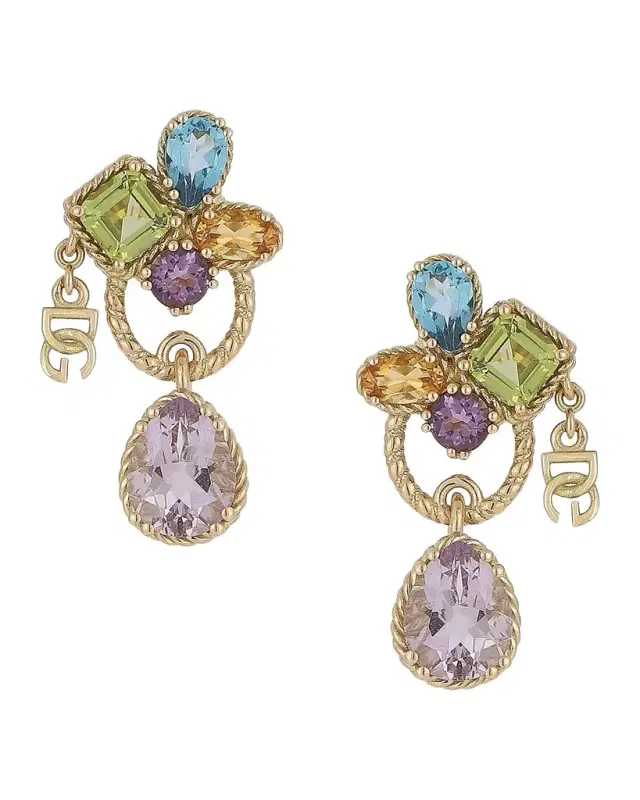 18K Yellow Gold & Multi-Stone Drop Earrings