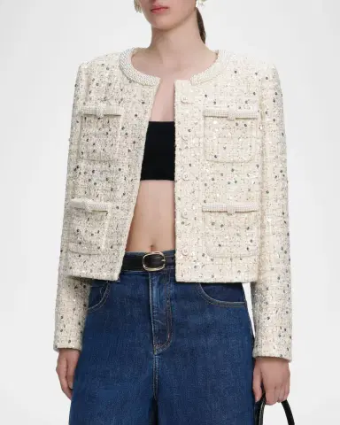 Self-Portrait Embellished Boucle Jacket | Thumbnail 4 Self-Portrait Embellished Boucle Jacket | Thumbnail 4