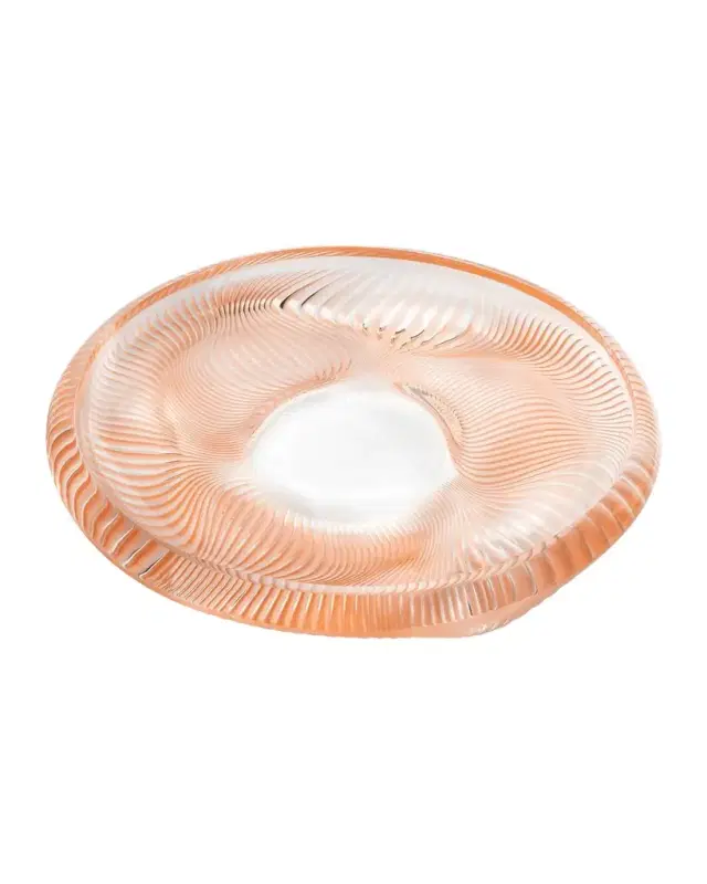 Lalique Alize Crystal Bowl with Coral Patina
