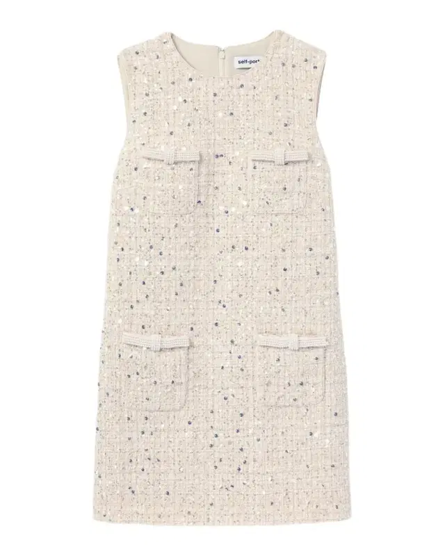 Self-Portrait Embellished Boucle Mini Dress