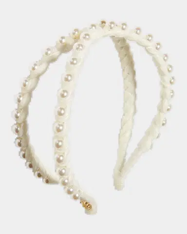 Lele Sadoughi Embellished Velvet Double-Row Headband | Thumbnail 2