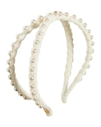 Lele Sadoughi Embellished Velvet Double-Row Headband | Thumbnail 1