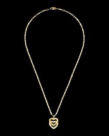 DINH VAN Double Coeurs 18K Yellow Gold Interlocked Heart Pendant Necklace | Thumbnail 2