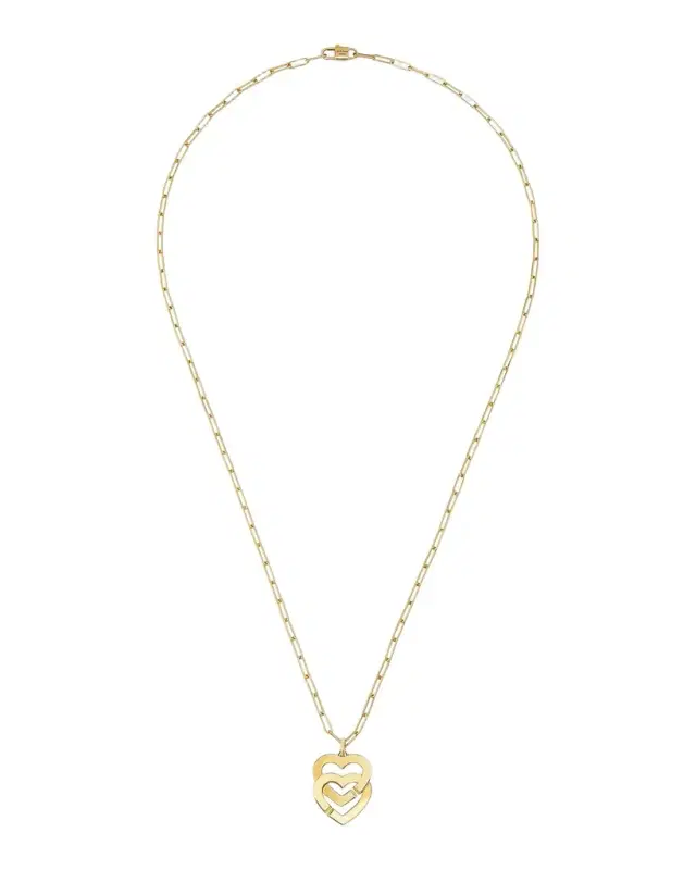 Double Coeurs 18K Yellow Gold Interlocked Heart Pendant Necklace