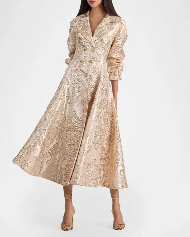 ALICE + OLIVIA Ellie Metallic Brocade Godet Trench Coat | Thumbnail 6 ALICE + OLIVIA Ellie Metallic Brocade Godet Trench Coat | Thumbnail 6