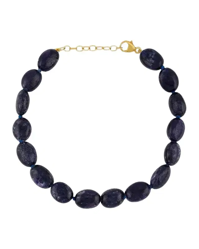 14K Yellow Gold & Blue Sapphire Beaded Bracelet