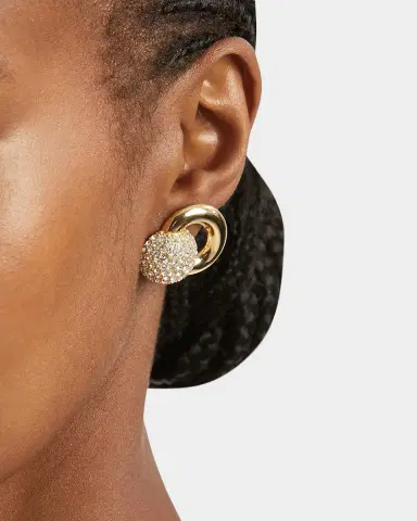 Oscar de la Renta 24K-Gold-Plated Brass & Rhinestone Stud Earrings | Thumbnail 2