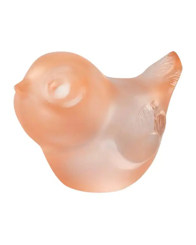 Lalique Piou-Piou Head Up Crystal Sculpture with Coral Patina