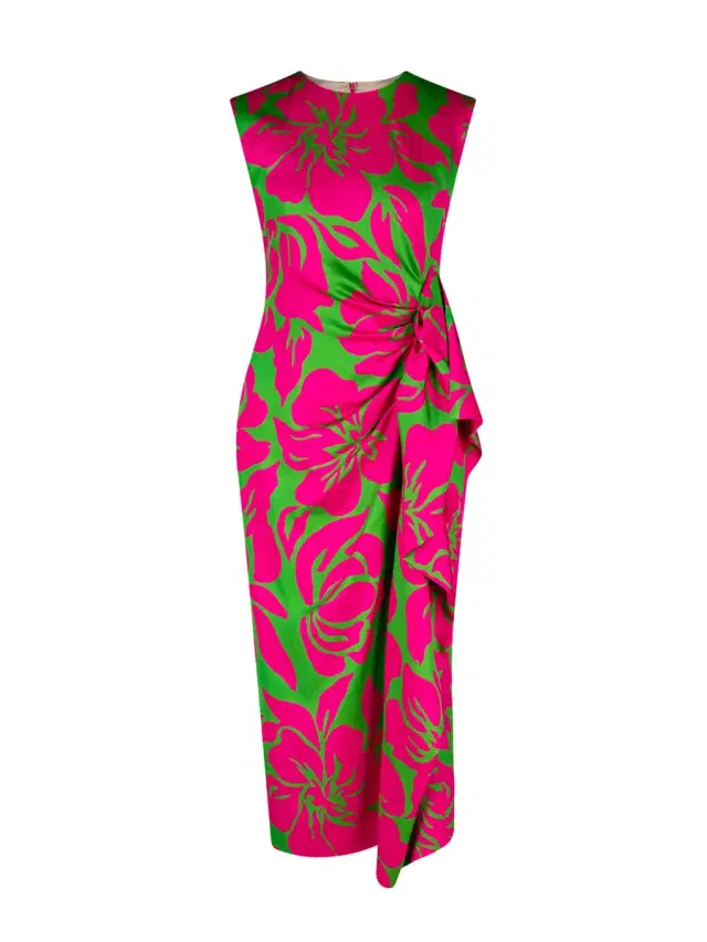 Dries Van Noten Droppy Satin Ruched Midi Dress