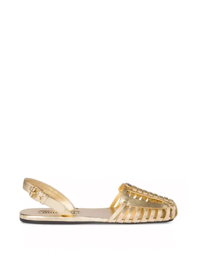 Metallic Leather Fisherman Slingback Sandals