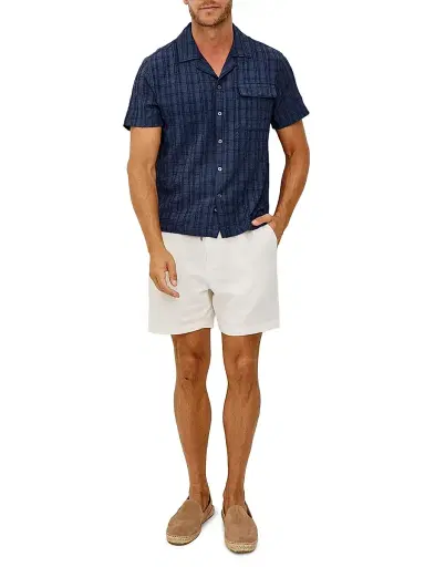 Rails Men's Rook Textured-Grid Seersucker Camp Shirt - Navy | Thumbnail 2