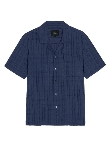 Rails Men's Rook Textured-Grid Seersucker Camp Shirt - Navy | Thumbnail 1