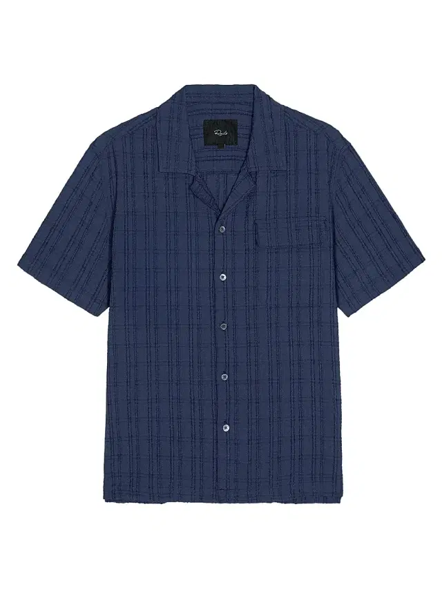 Rails Men's Rook Textured-Grid Seersucker Camp Shirt - Navy