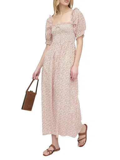 Hill House Home Women's The Scarlett Midi Nap Dress - Ivory Geo Ditsy - Size Large | Thumbnail 2