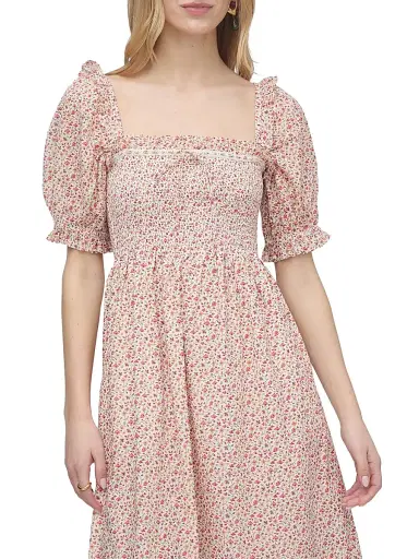 Hill House Home Women's The Scarlett Midi Nap Dress - Ivory Geo Ditsy - Size Large | Thumbnail 5