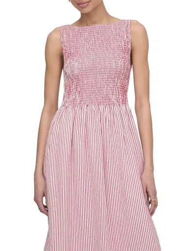 Hill House Home Women's The Cosima Nap Dress - Red Ticking Stripe - Size XXS | Thumbnail 5