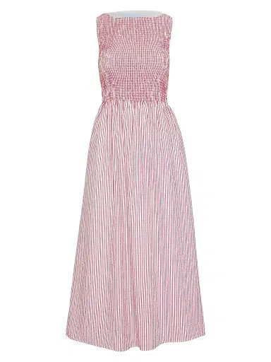 Hill House Home Women's The Cosima Nap Dress - Red Ticking Stripe - Size XXS | Thumbnail 1