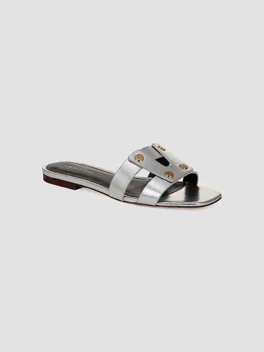 Veronica Beard Women's Via Metallic Leather Flat Sandals - Silver - Size 11 | Thumbnail 2