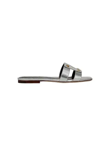 Veronica Beard Women's Via Metallic Leather Flat Sandals - Silver - Size 11 | Thumbnail 1