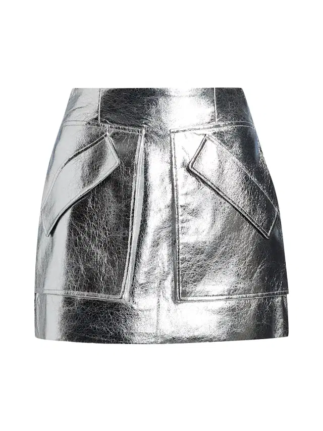 Women's Cherry Metallic-Finish A-Line Miniskirt - Silver