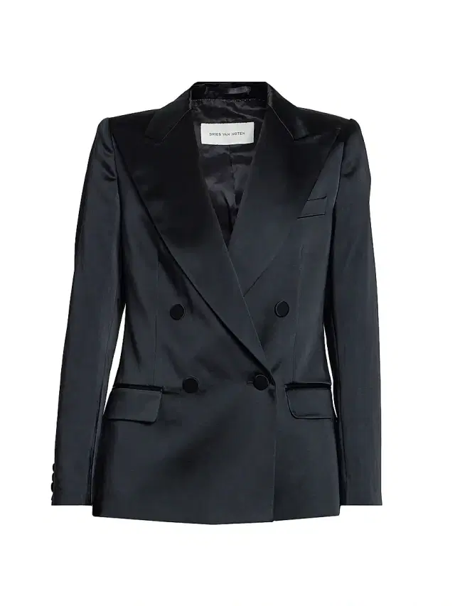 Dries Van Noten Women's Beaura Satin Double-Breasted Jacket - Black