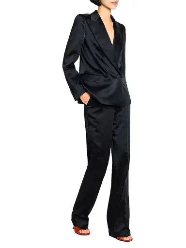 Dries Van Noten Women's Pulla Cotton-Blend High-Rise Straight-Leg Trousers - Black | Thumbnail 2