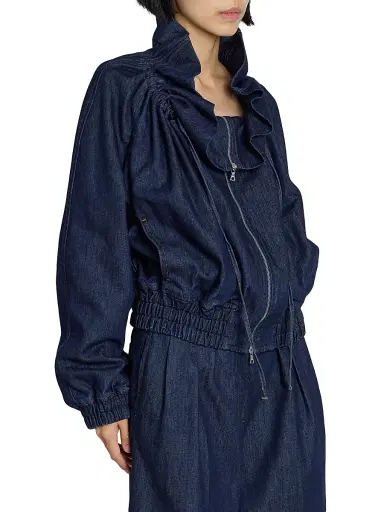 Dries Van Noten Women's Voly Denim Ruffle Zip-Up Jacket - Indigo | Thumbnail 4