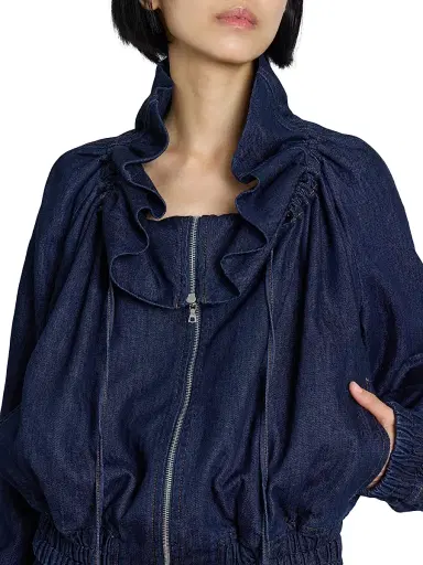 Dries Van Noten Women's Voly Denim Ruffle Zip-Up Jacket - Indigo | Thumbnail 6