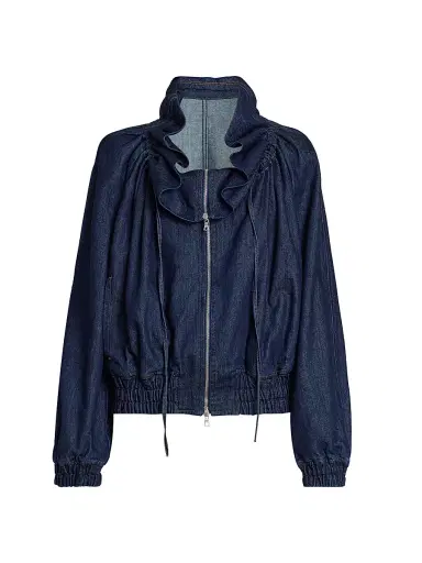 Dries Van Noten Women's Voly Denim Ruffle Zip-Up Jacket - Indigo | Thumbnail 1