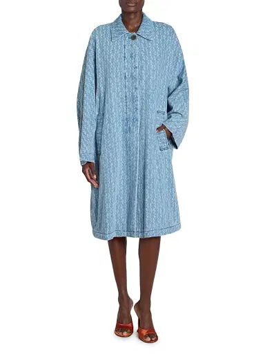 Dries Van Noten Women's Roolsy Printed Denim Oversized Single-Breasted Coat - Dessina | Thumbnail 2
