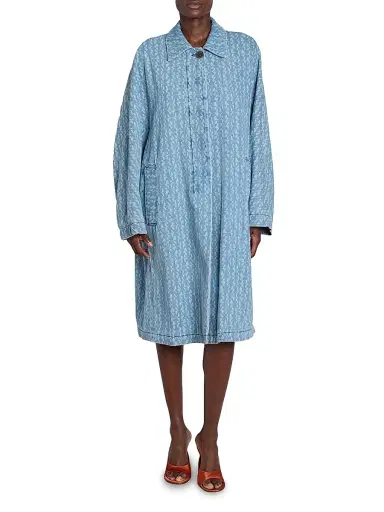 Dries Van Noten Women's Roolsy Printed Denim Oversized Single-Breasted Coat - Dessina | Thumbnail 3