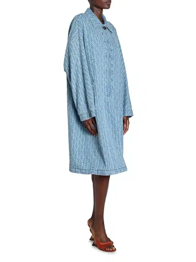 Dries Van Noten Women's Roolsy Printed Denim Oversized Single-Breasted Coat - Dessina | Thumbnail 4