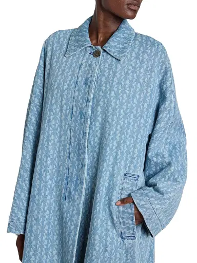 Dries Van Noten Women's Roolsy Printed Denim Oversized Single-Breasted Coat - Dessina | Thumbnail 6
