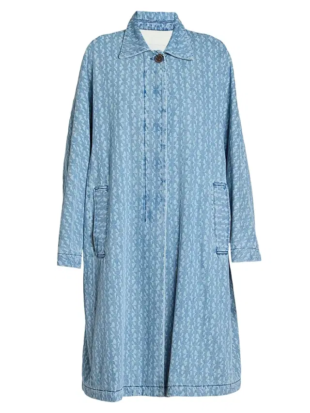 Dries Van Noten Women's Roolsy Printed Denim Oversized Single-Breasted Coat - Dessina