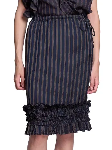 Dries Van Noten Women's Scotts Ruffle-Trim Striped Knee-Length Skirt | Thumbnail 3 Dries Van Noten Women's Scotts Ruffle-Trim Striped Knee-Length Skirt | Thumbnail 3