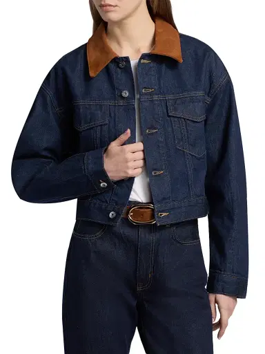 SLVRLAKE Women's Kira Curve Sleeve Cotton Trucker Jacket | Thumbnail 3