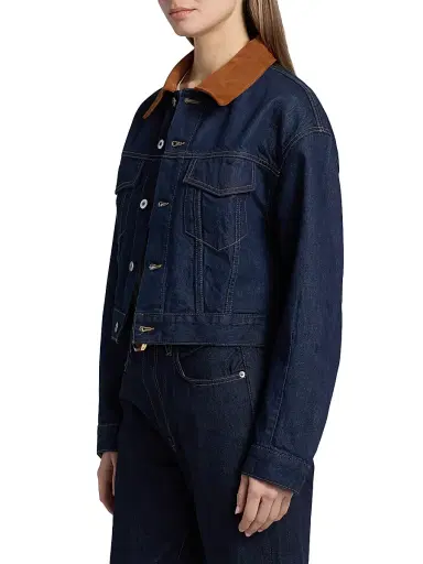 SLVRLAKE Women's Kira Curve Sleeve Cotton Trucker Jacket | Thumbnail 4