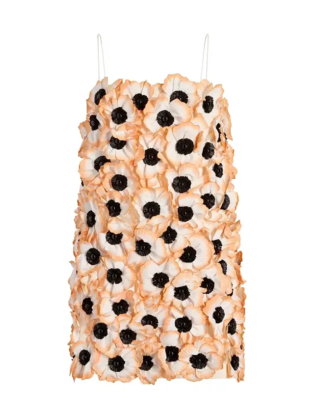 Women's Mini Dress with Floral Appliqué - Anemone