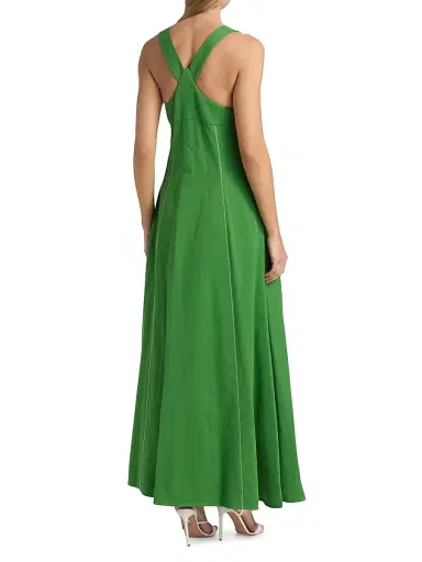 Rosie Assoulin Women's Row, Row, Row Your Buttons Crepe Maxi Dress - Grass Green | Thumbnail 5