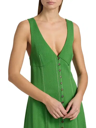 Rosie Assoulin Women's Row, Row, Row Your Buttons Crepe Maxi Dress - Grass Green | Thumbnail 6