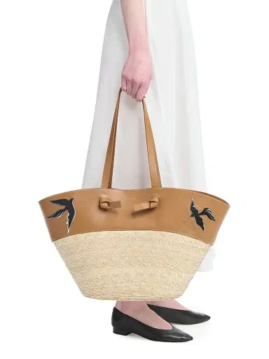 Altuzarra Women's Large Handwoven Raffia & Leather Basket Bag | Thumbnail 2