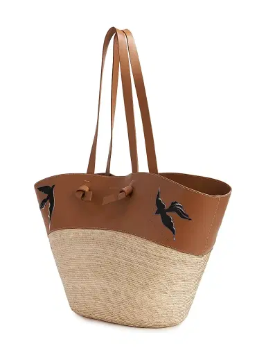 Altuzarra Women's Large Handwoven Raffia & Leather Basket Bag | Thumbnail 3