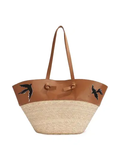 Altuzarra Women's Large Handwoven Raffia & Leather Basket Bag | Thumbnail 1