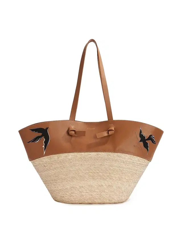 Altuzarra Women's  Handwoven Raffia & Leather Basket Bag - Canyon Embroidered Bird