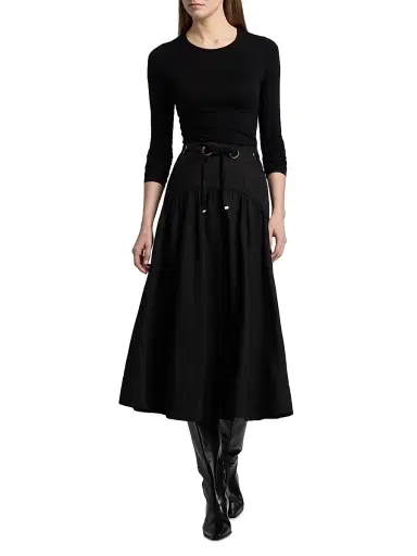 Ba&sh Women's Ponia A-Line High-Rise Midi-Skirt - Noir | Thumbnail 2 Ba&sh Women's Ponia A-Line High-Rise Midi-Skirt - Noir | Thumbnail 2