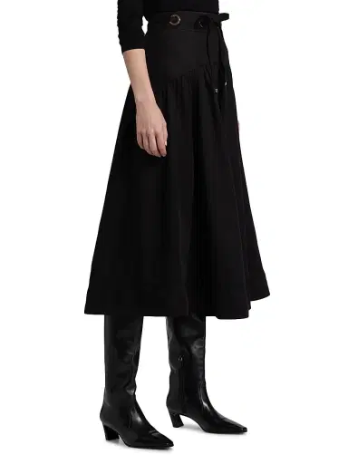 Ba&sh Women's Ponia A-Line High-Rise Midi-Skirt - Noir | Thumbnail 4 Ba&sh Women's Ponia A-Line High-Rise Midi-Skirt - Noir | Thumbnail 4