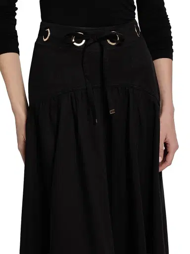 Ba&sh Women's Ponia A-Line High-Rise Midi-Skirt - Noir | Thumbnail 6 Ba&sh Women's Ponia A-Line High-Rise Midi-Skirt - Noir | Thumbnail 6
