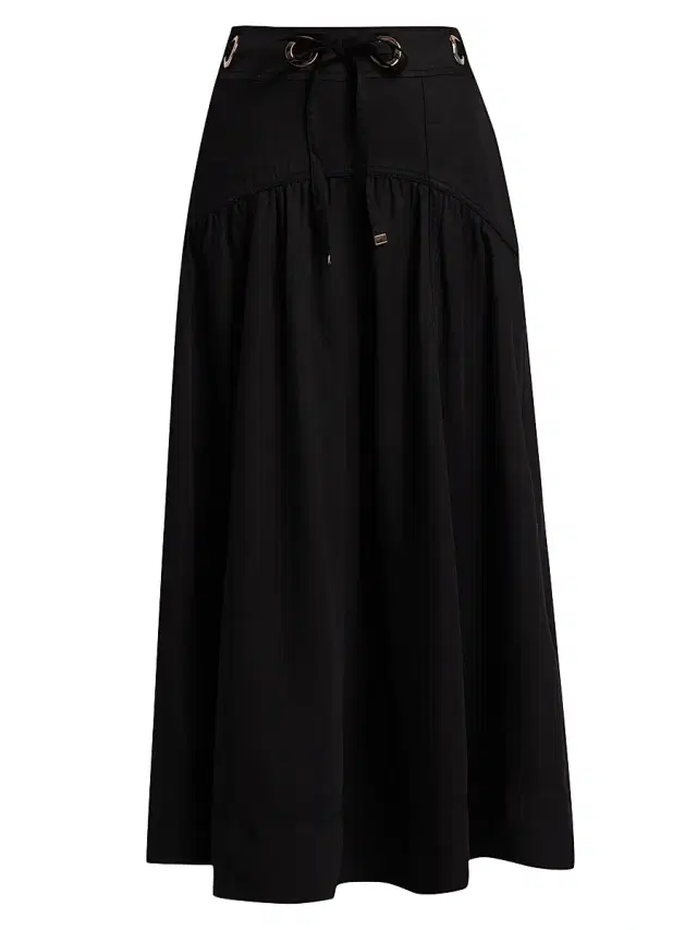 ba & sh Women's Ponia A-Line High-Rise Midi-Skirt - Noir